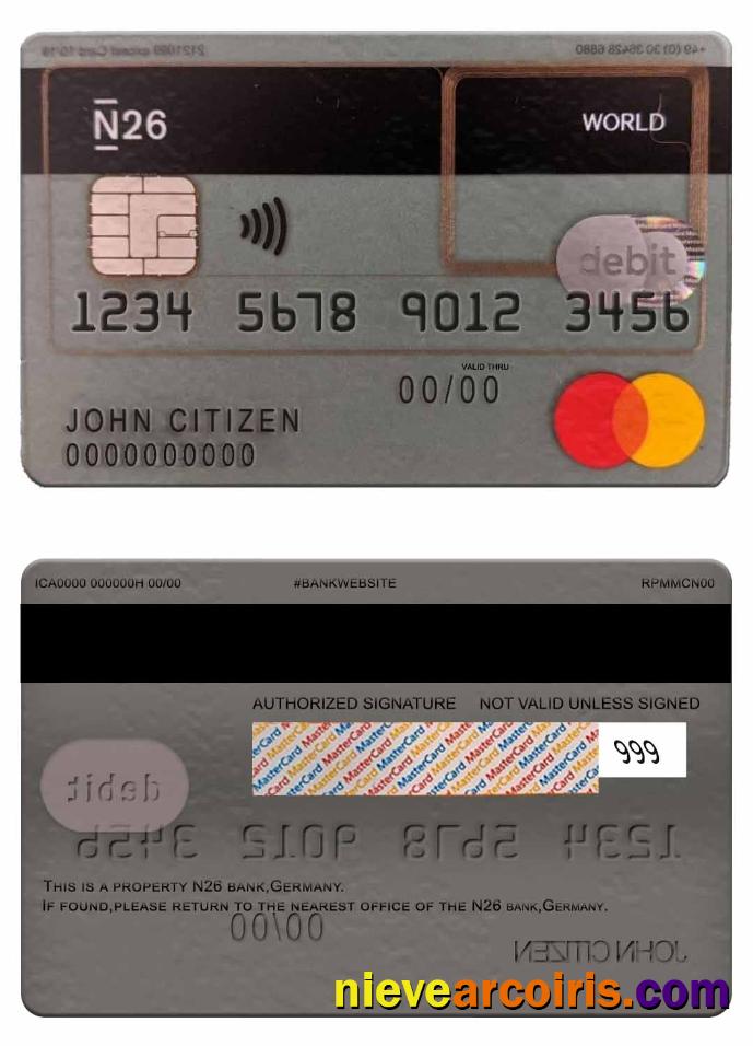 Germany N26 bank  debit mastercard
